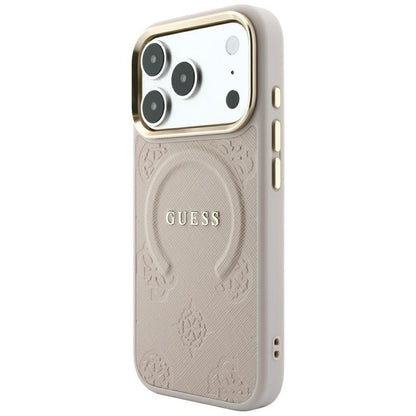 MagSafe futrola za Apple iPhone 18 Pro / 17 Pro, Guess, Saffiano Peony Ring, Roze
