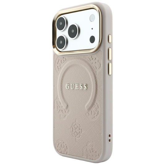 MagSafe futrola za Apple iPhone 18 Pro / 17 Pro, Guess, Saffiano Peony Ring, Roze