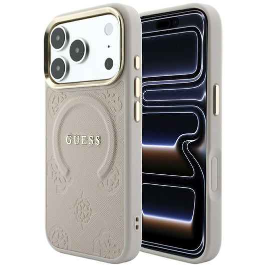MagSafe futrola za Apple iPhone 18 Pro / 17 Pro, Guess, Saffiano Peony Ring, Roze