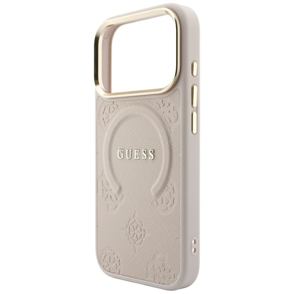 MagSafe futrola za Apple iPhone 18 Pro / 17 Pro, Guess, Saffiano Peony Ring, Roze