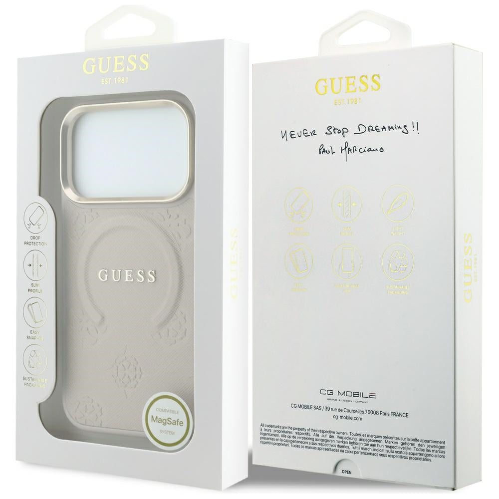 MagSafe futrola za Apple iPhone 18 Pro / 17 Pro, Guess, Saffiano Peony Ring, Roze
