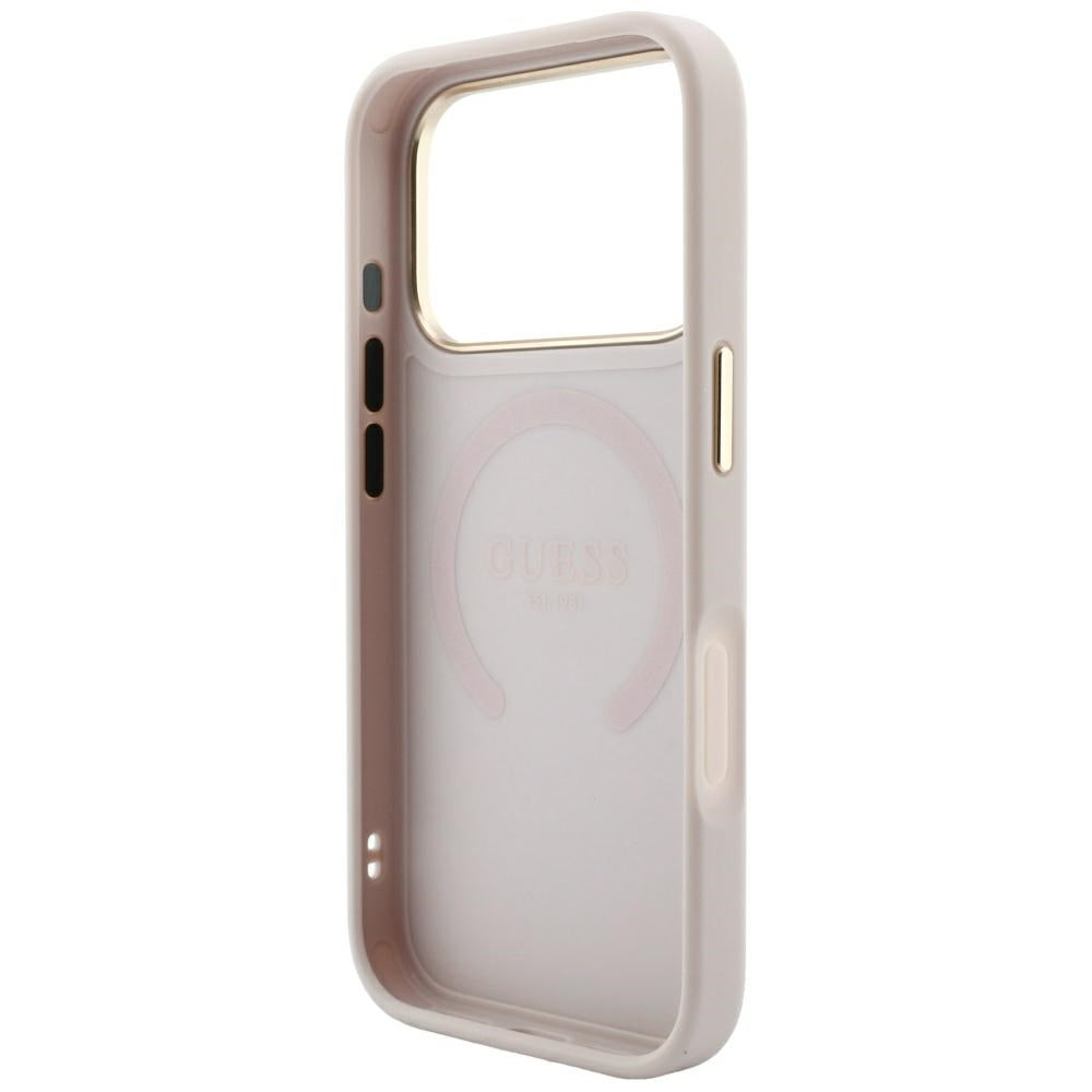 MagSafe futrola za Apple iPhone 18 Pro / 17 Pro, Guess, Saffiano Peony Ring, Roze