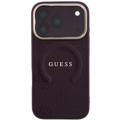 MagSafe futrola za Apple iPhone 18 Pro / 17 Pro, Guess, Saffiano Peony Ring, Bordo