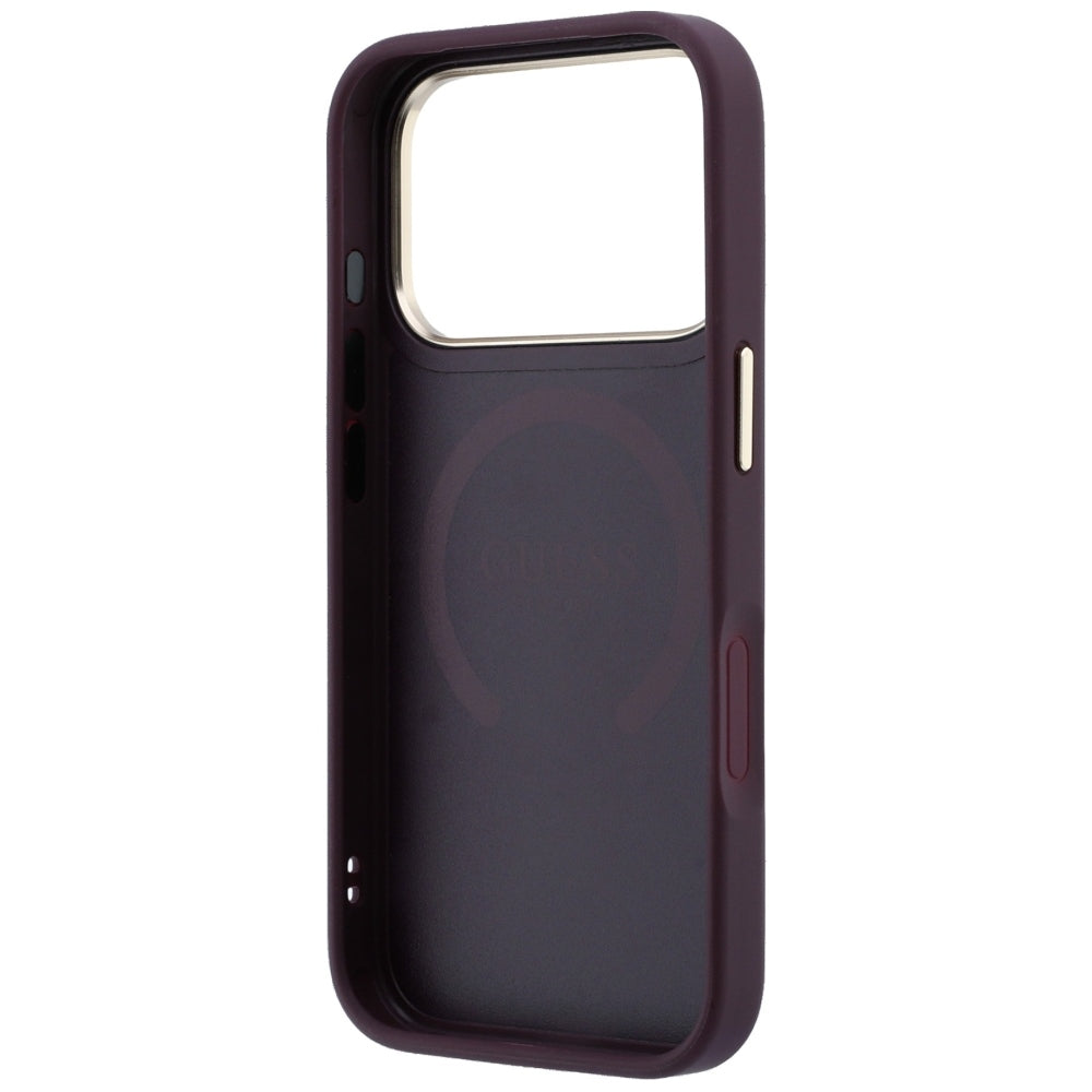 MagSafe futrola za Apple iPhone 18 Pro / 17 Pro, Guess, Saffiano Peony Ring, Bordo