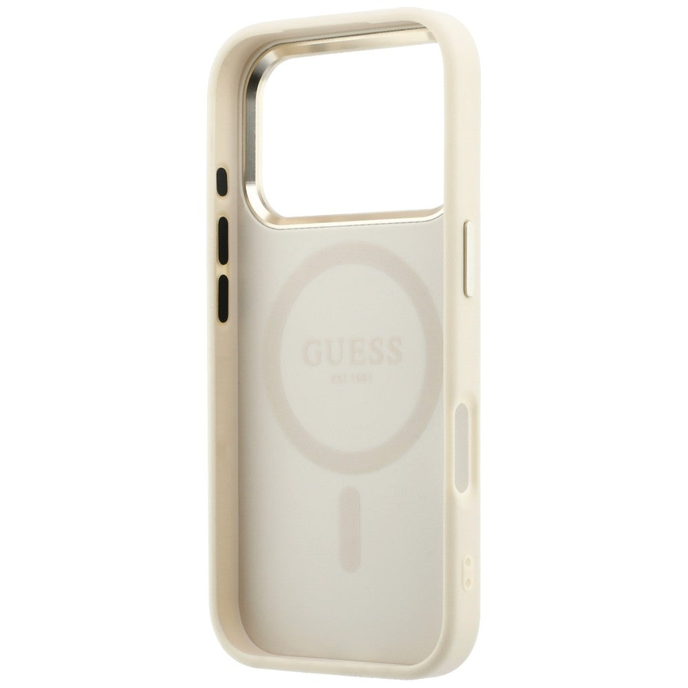 MagSafe futrola za Apple iPhone 18 Pro / 17 Pro, Guess, Saffiano Small 4G Classic, Bež