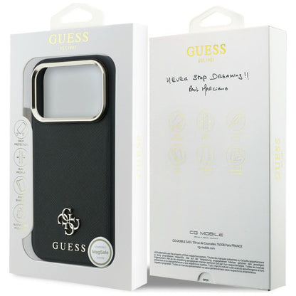 MagSafe futrola za Apple iPhone 18 Pro / 17 Pro, Guess, Saffiano Small 4G Classic, Crna
