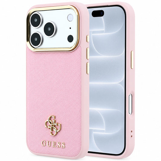 MagSafe maska za Apple iPhone 18 Pro / 17 Pro, Guess, Saffiano Small 4G Classic, roze