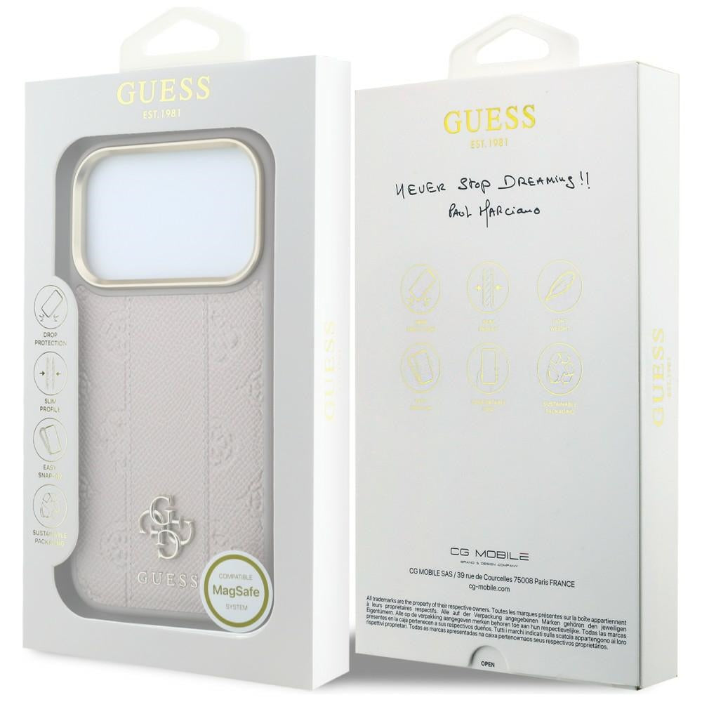 MagSafe futrola za Apple iPhone 18 Pro / 17 Pro, Guess, Stripe Peony 4G, Roze