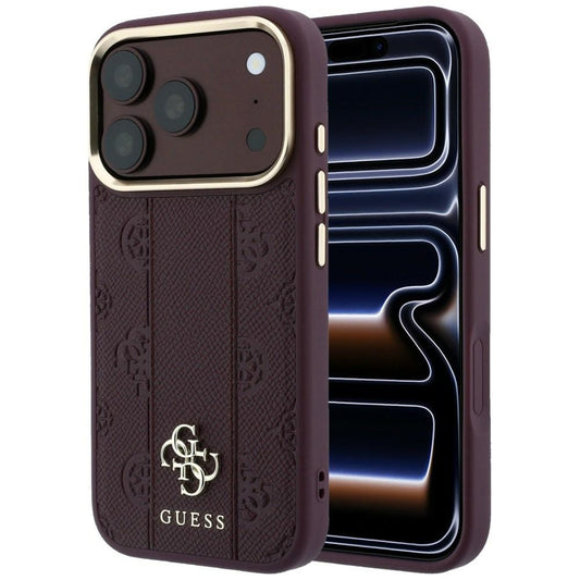 MagSafe futrola za Apple iPhone 18 Pro / 17 Pro, Guess, Stripe Peony 4G, Bordo