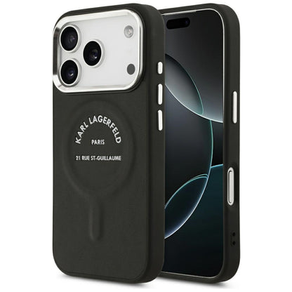 MagSafe futrola za Apple iPhone 18 Pro / 17 Pro, Karl Lagerfeld, EMB. Prsten sa Karl RSG logom, Crna