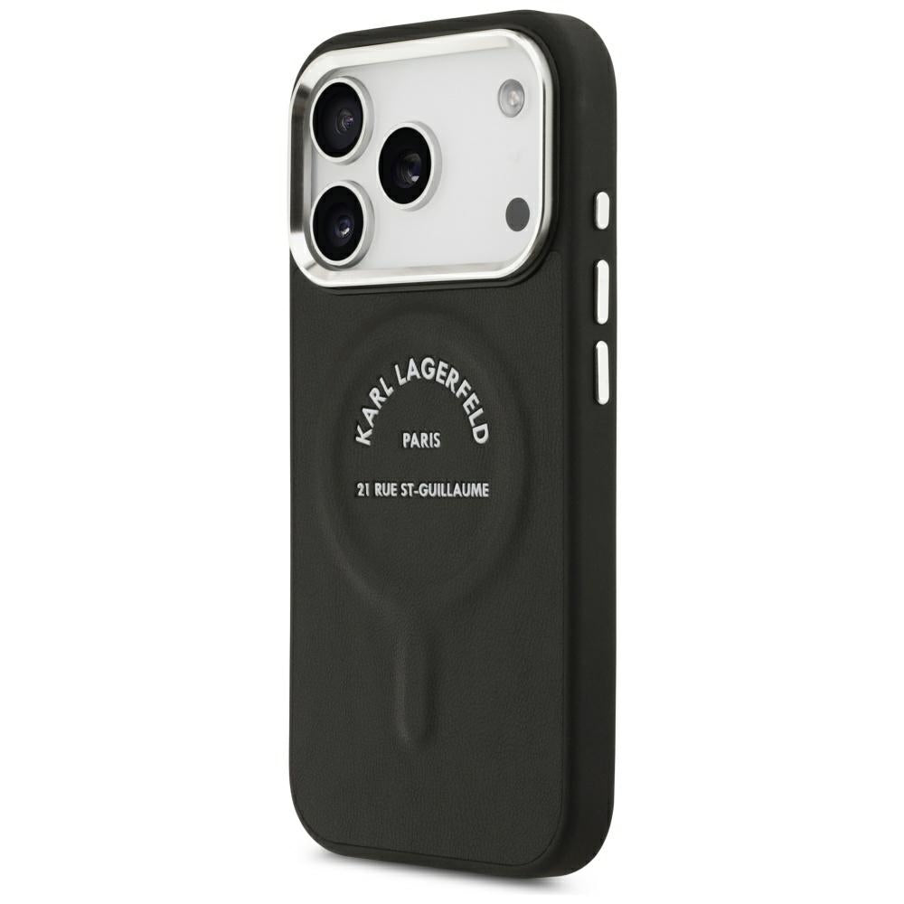 MagSafe futrola za Apple iPhone 18 Pro / 17 Pro, Karl Lagerfeld, EMB. Prsten sa Karl RSG logom, Crna