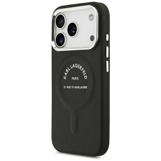 MagSafe futrola za Apple iPhone 18 Pro / 17 Pro, Karl Lagerfeld, EMB. Prsten sa Karl RSG logom, Crna