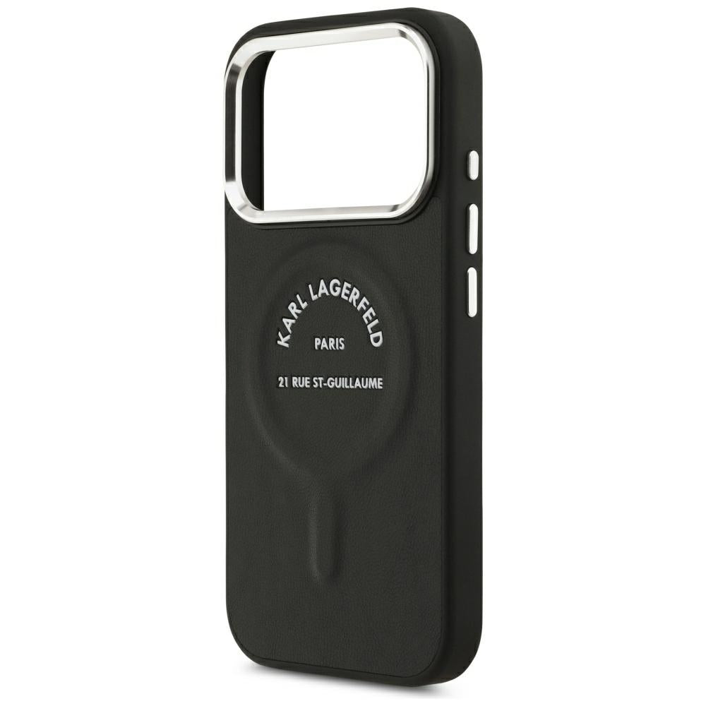 MagSafe futrola za Apple iPhone 18 Pro / 17 Pro, Karl Lagerfeld, EMB. Prsten sa Karl RSG logom, Crna