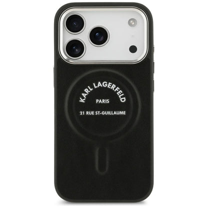MagSafe futrola za Apple iPhone 18 Pro / 17 Pro, Karl Lagerfeld, EMB. Prsten sa Karl RSG logom, Crna