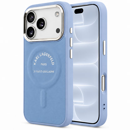 MagSafe maska za Apple iPhone 18 Pro / 17 Pro, Karl Lagerfeld, Embossed Open Ring RSG Logo, plava