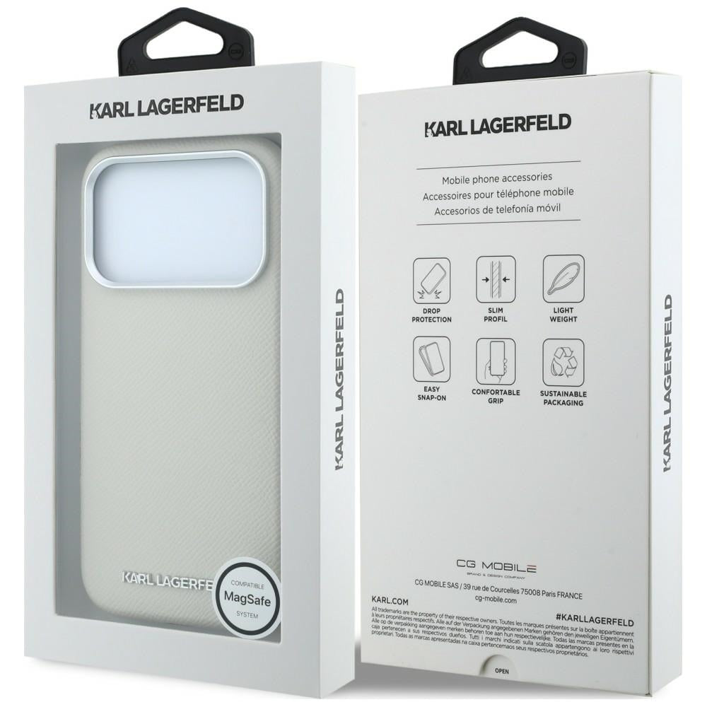 MagSafe futrola za Apple iPhone 18 Pro / 17 Pro, Karl Lagerfeld, Grained Elongated Logo, Bež
