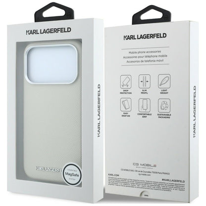 MagSafe futrola za Apple iPhone 18 Pro / 17 Pro, Karl Lagerfeld, Grained Elongated Logo, Bež