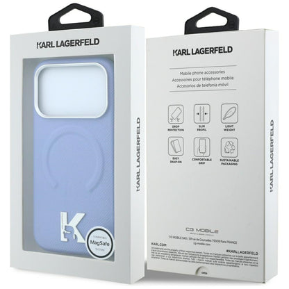MagSafe maska za Apple iPhone 18 Pro / 17 Pro, Karl Lagerfeld, Grained Embossed Ring, plava