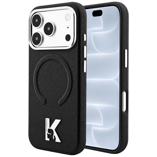 MagSafe futrola za Apple iPhone 18 Pro / 17 Pro, Karl Lagerfeld, Grained Embossed Ring, Crna