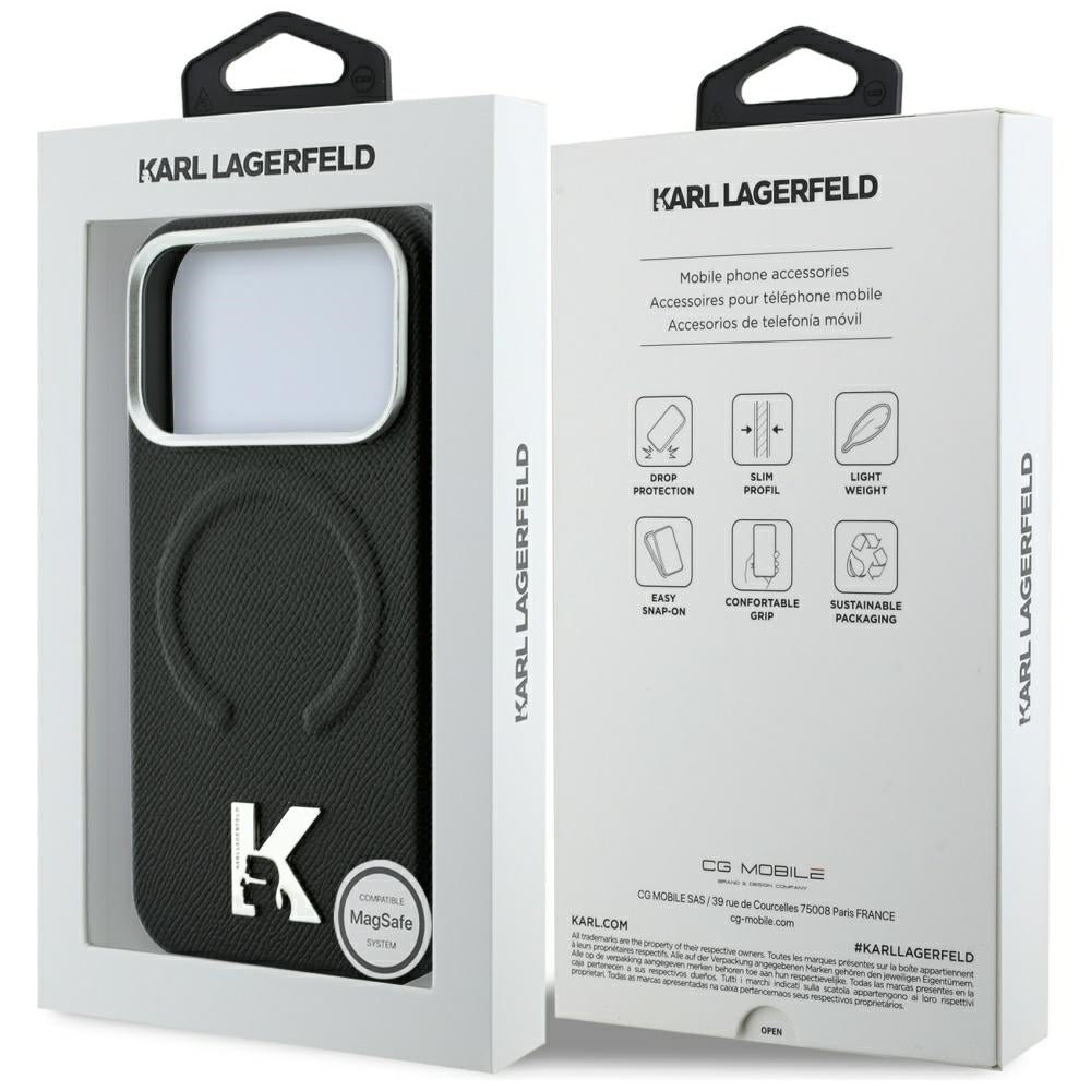 MagSafe futrola za Apple iPhone 18 Pro / 17 Pro, Karl Lagerfeld, Grained Embossed Ring, Crna