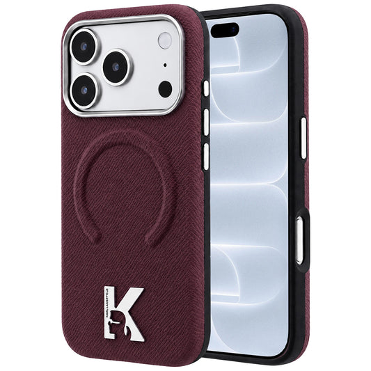 MagSafe futrola za Apple iPhone 18 Pro / 17 Pro, Karl Lagerfeld, Grained Embossed Ring, Bordo