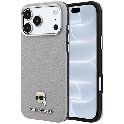 MagSafe futrola za Apple iPhone 18 Pro / 17 Pro, Karl Lagerfeld, Grained Karl Head's Metal, Siva