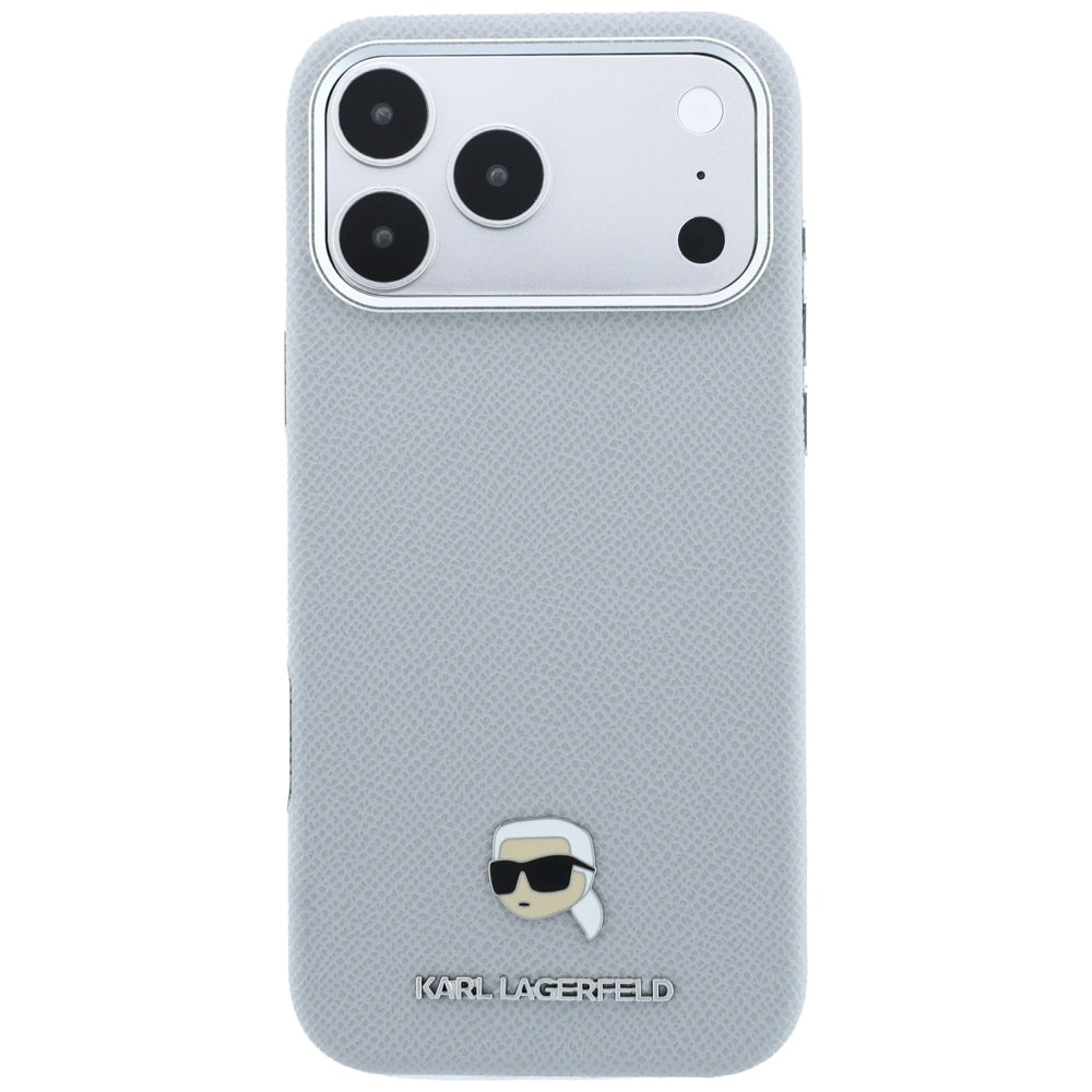 MagSafe futrola za Apple iPhone 18 Pro / 17 Pro, Karl Lagerfeld, Grained Karl Head's Metal, Siva