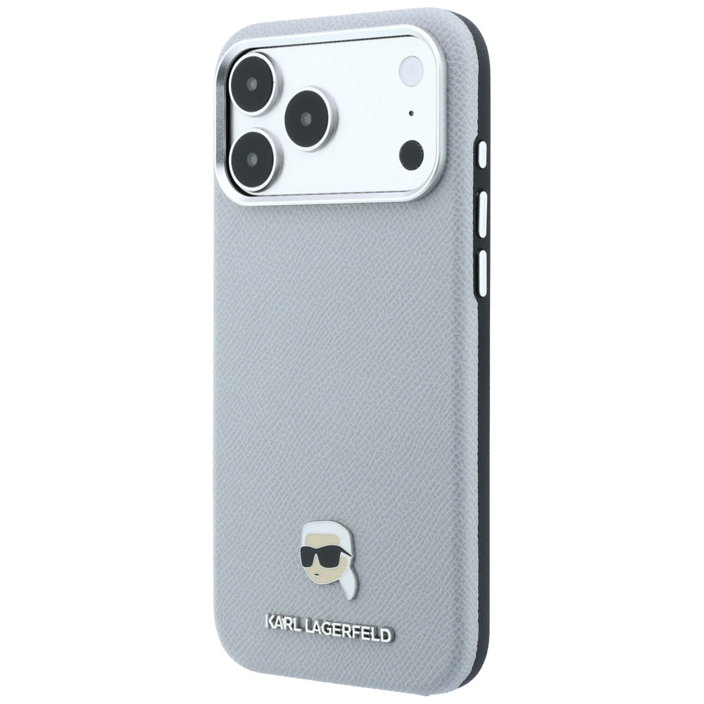 MagSafe futrola za Apple iPhone 18 Pro / 17 Pro, Karl Lagerfeld, Grained Karl Head's Metal, Siva