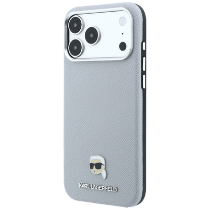 MagSafe futrola za Apple iPhone 18 Pro / 17 Pro, Karl Lagerfeld, Grained Karl Head's Metal, Siva
