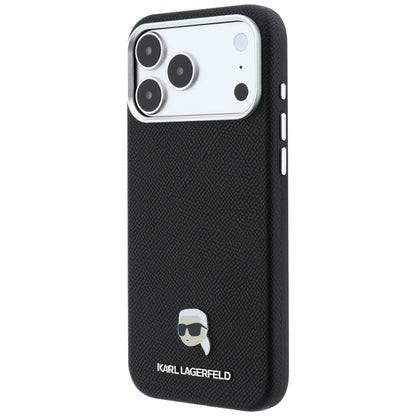 MagSafe futrola za Apple iPhone 18 Pro / 17 Pro, Karl Lagerfeld, Grained Karl Head's Metal, Crna