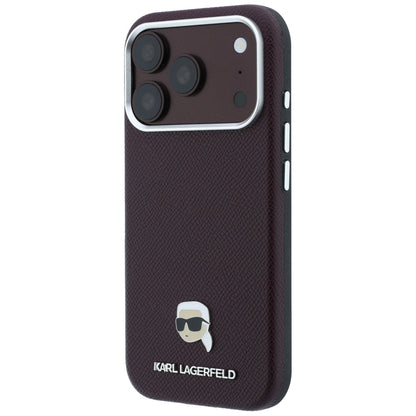 MagSafe futrola za Apple iPhone 18 Pro / 17 Pro, Karl Lagerfeld, Grained Karl Head's Metal, Bordo