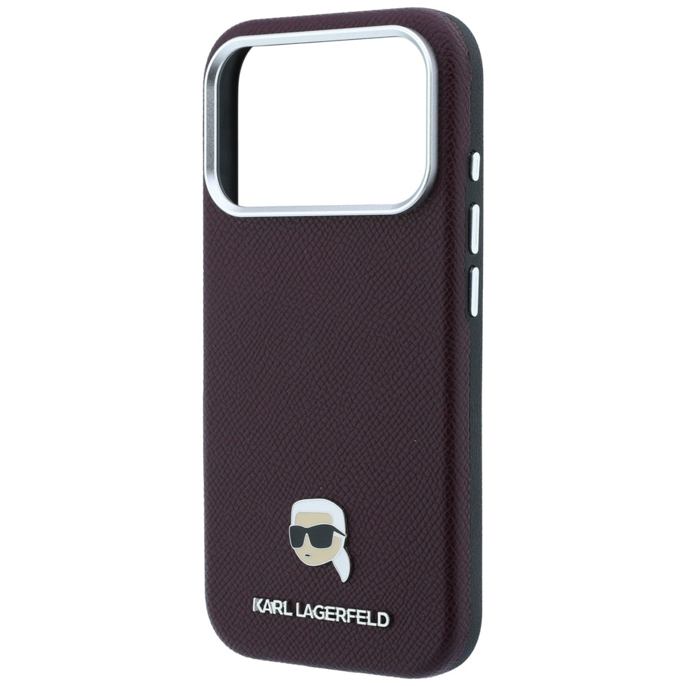 MagSafe futrola za Apple iPhone 18 Pro / 17 Pro, Karl Lagerfeld, Grained Karl Head's Metal, Bordo