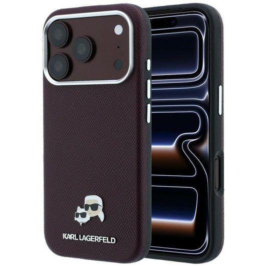 MagSafe futrola za Apple iPhone 18 Pro / 17 Pro, Karl Lagerfeld, Grained KC Heads, Bordo
