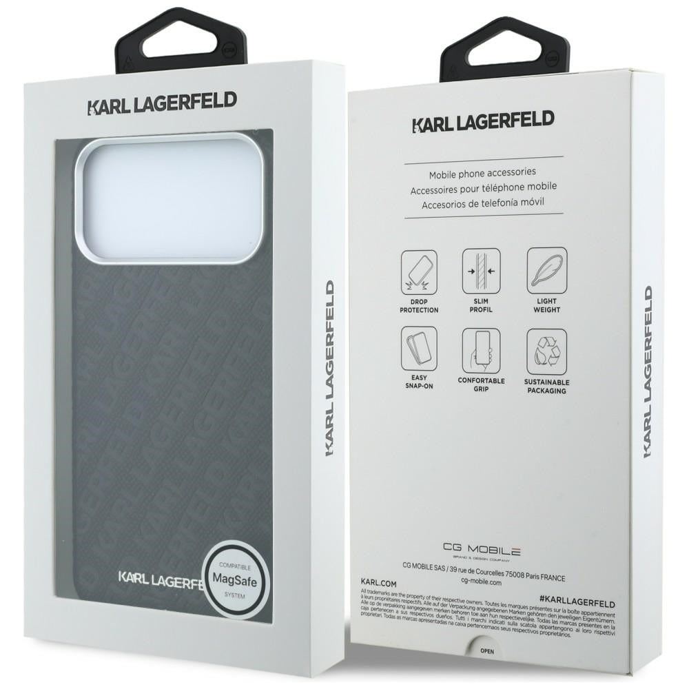MagSafe futrola za Apple iPhone 18 Pro / 17 Pro, Karl Lagerfeld, Grained Metal Logo, Crna
