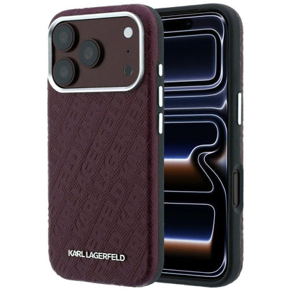 MagSafe futrola za Apple iPhone 18 Pro / 17 Pro, Karl Lagerfeld, Grained Metal Logo, Bordo
