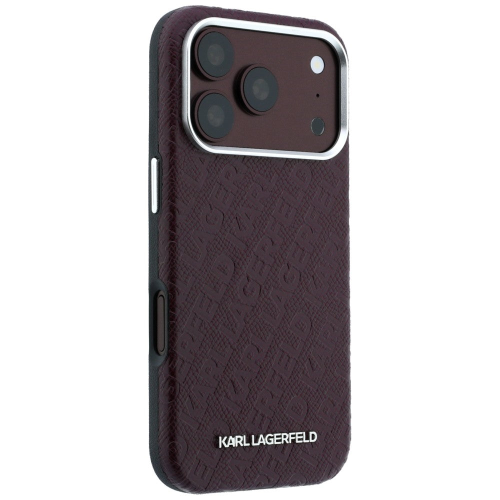 MagSafe futrola za Apple iPhone 18 Pro / 17 Pro, Karl Lagerfeld, Grained Metal Logo, Bordo