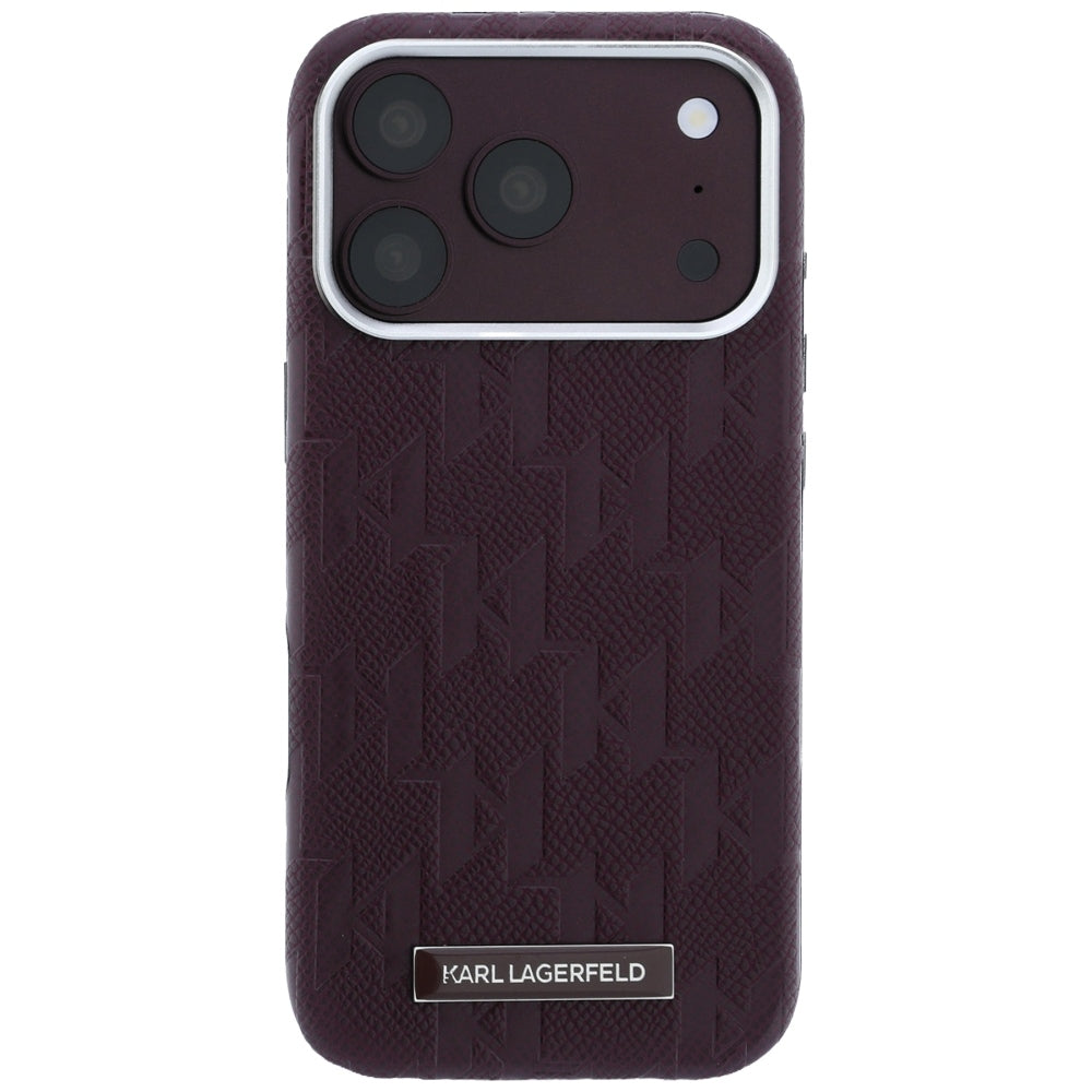 MagSafe futrola za Apple iPhone 18 Pro / 17 Pro, Karl Lagerfeld, Grained Mono Resin Logo, Bordo