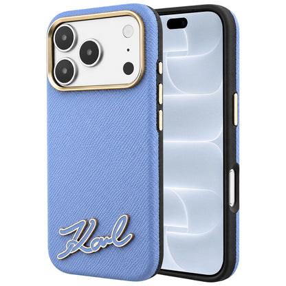 MagSafe futrola za Apple iPhone 18 Pro / 17 Pro, Karl Lagerfeld, Grained Resin Sign Logo, Plava