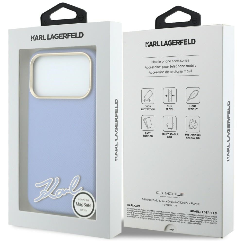 MagSafe futrola za Apple iPhone 18 Pro / 17 Pro, Karl Lagerfeld, Grained Resin Sign Logo, Plava