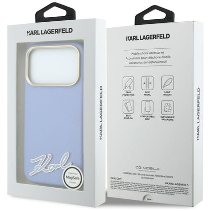 MagSafe futrola za Apple iPhone 18 Pro / 17 Pro, Karl Lagerfeld, Grained Resin Sign Logo, Plava