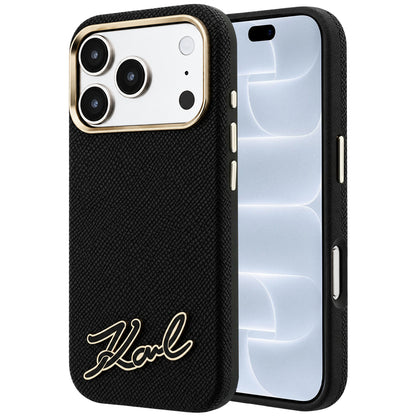 MagSafe futrola za Apple iPhone 18 Pro / 17 Pro, Karl Lagerfeld, Grained Resin Sign Logo, Crna