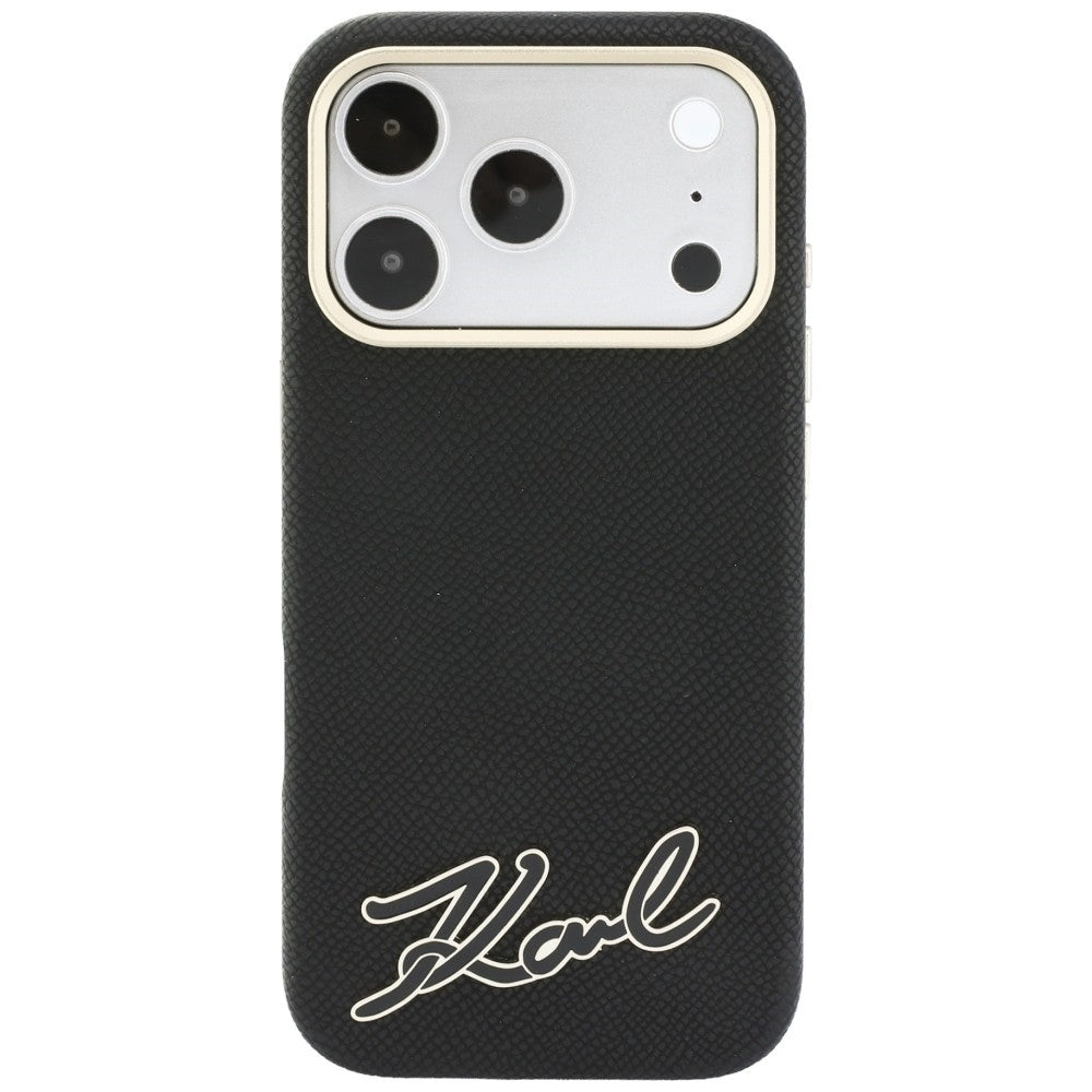 MagSafe futrola za Apple iPhone 18 Pro / 17 Pro, Karl Lagerfeld, Grained Resin Sign Logo, Crna
