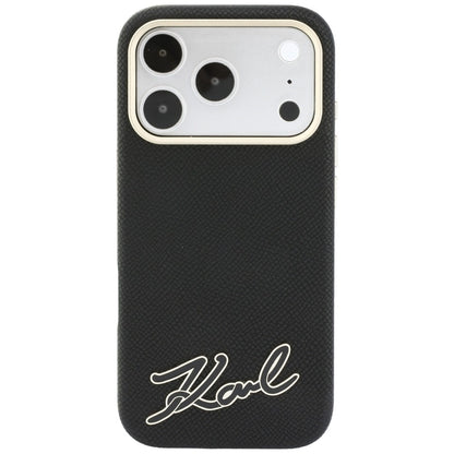 MagSafe futrola za Apple iPhone 18 Pro / 17 Pro, Karl Lagerfeld, Grained Resin Sign Logo, Crna