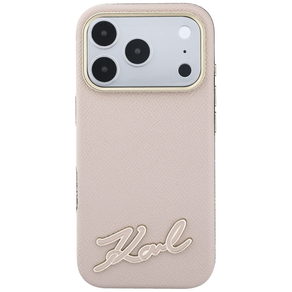 MagSafe futrola za Apple iPhone 18 Pro / 17 Pro, Karl Lagerfeld, Grained Resin Sign Logo, Roze