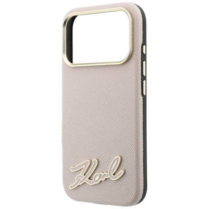 MagSafe futrola za Apple iPhone 18 Pro / 17 Pro, Karl Lagerfeld, Grained Resin Sign Logo, Roze