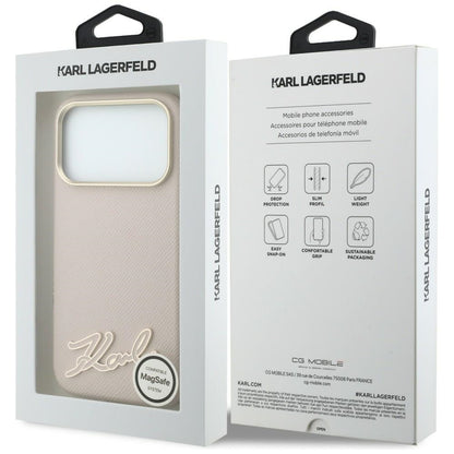 MagSafe futrola za Apple iPhone 18 Pro / 17 Pro, Karl Lagerfeld, Grained Resin Sign Logo, Roze