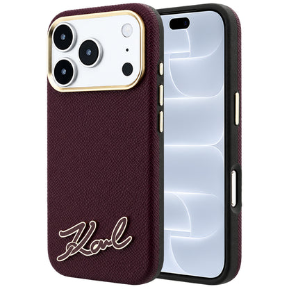 MagSafe futrola za Apple iPhone 18 Pro / 17 Pro, Karl Lagerfeld, Grained Resin Sign Logo, Bordo