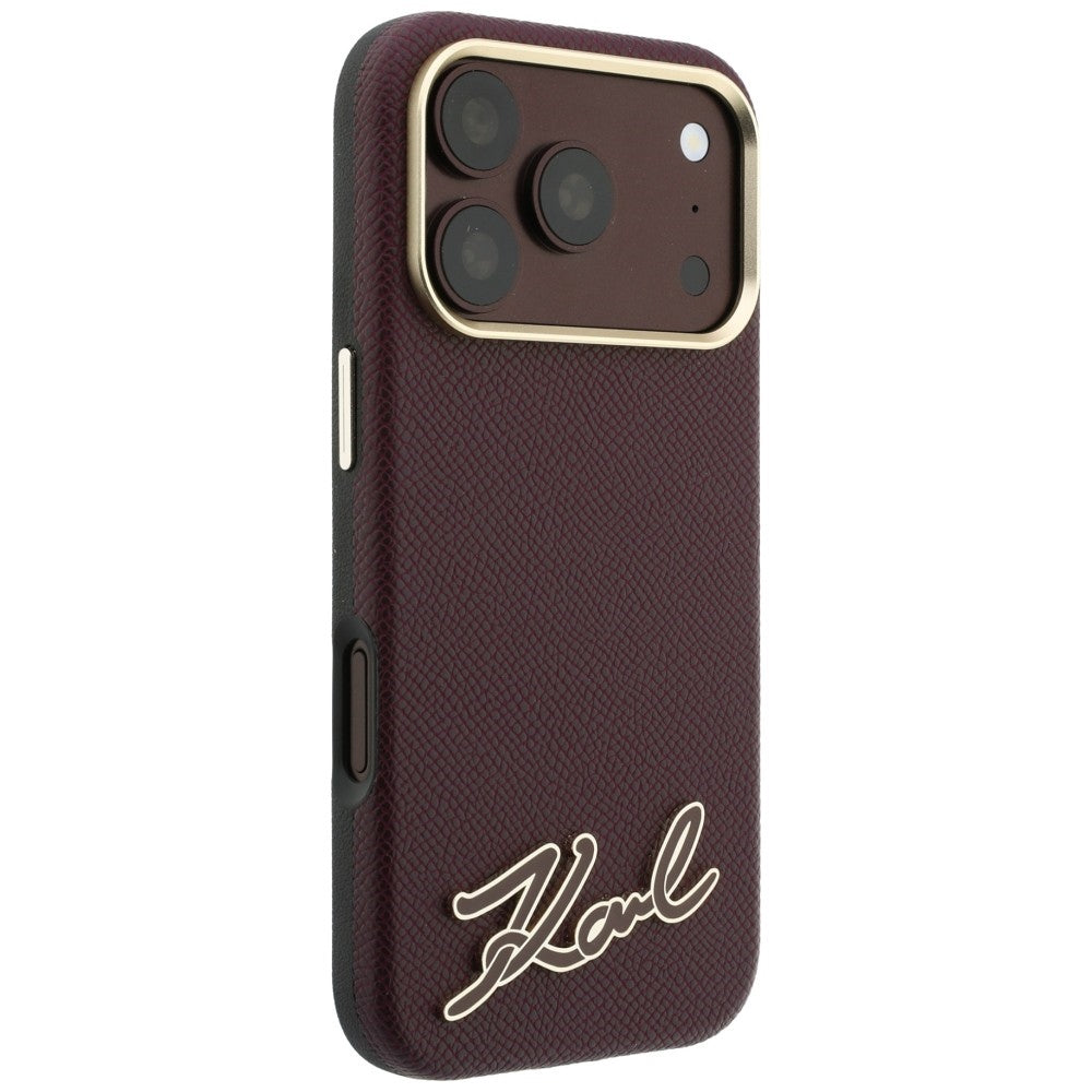 MagSafe futrola za Apple iPhone 18 Pro / 17 Pro, Karl Lagerfeld, Grained Resin Sign Logo, Bordo