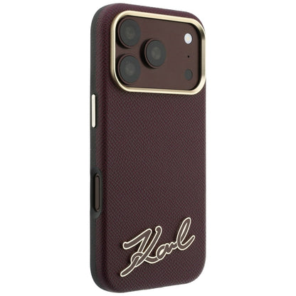 MagSafe futrola za Apple iPhone 18 Pro / 17 Pro, Karl Lagerfeld, Grained Resin Sign Logo, Bordo