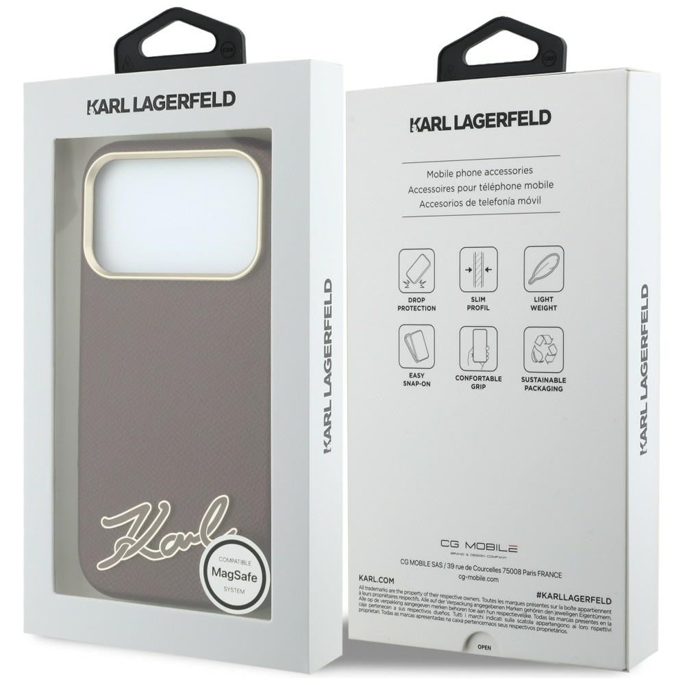 MagSafe futrola za Apple iPhone 18 Pro / 17 Pro, Karl Lagerfeld, Grained Resin Sign Logo, Bordo